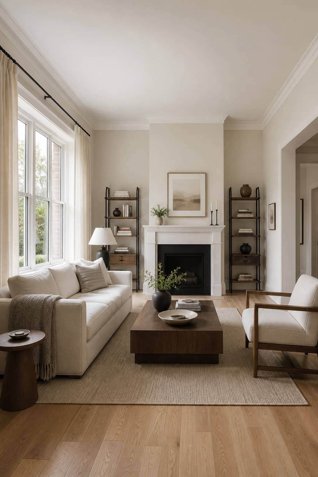 Living room with freshly painted walls and natural light