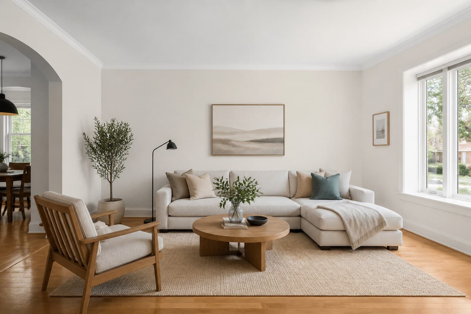 Interior living room with a calm painted finish