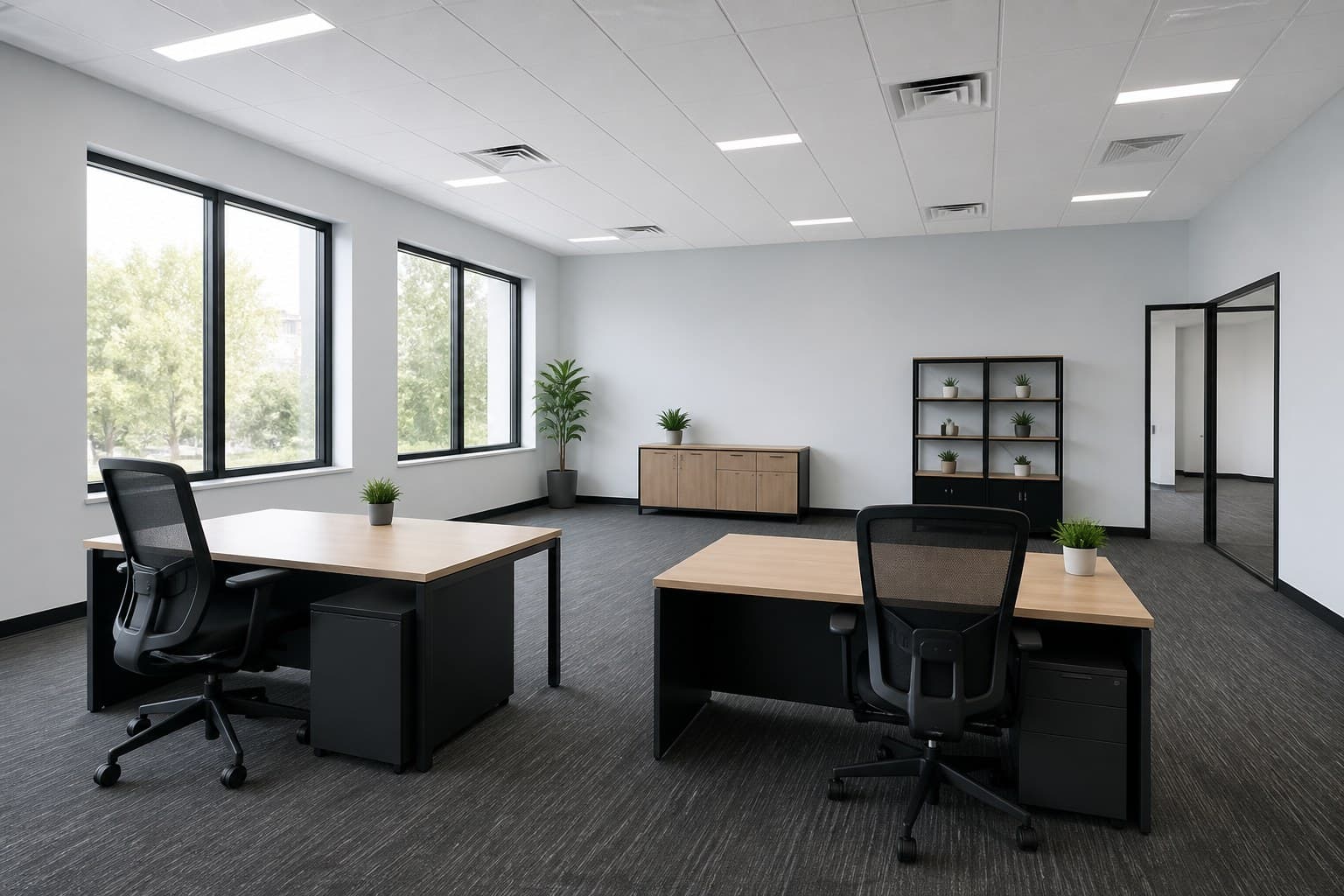 Commercial office interior with clean painted walls