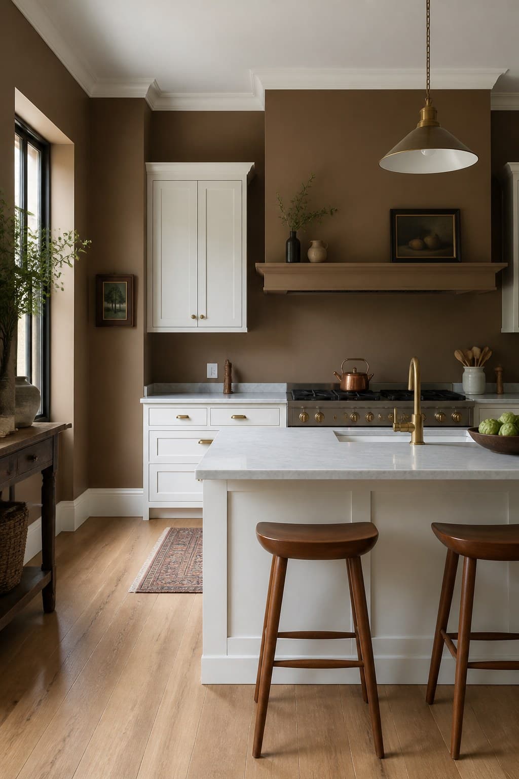 Kitchen interior with clean painted walls