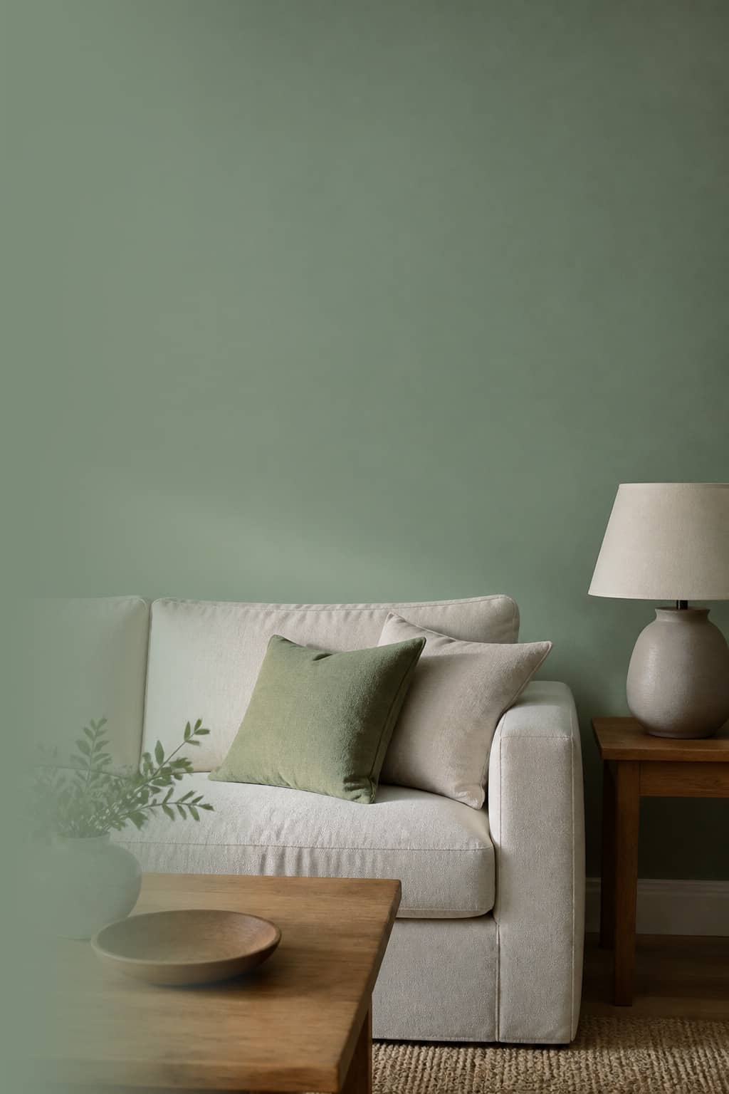 Finished living room after professional sage wall painting