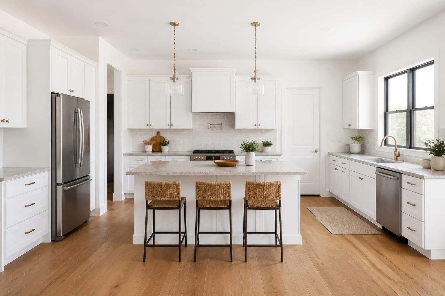 Kitchen interior with clean painted walls